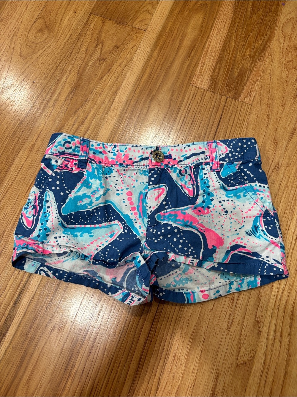 Lilly Pulitzer Multicolor Starfish-Print Shorts - Navy, Teal, Pink- size 7